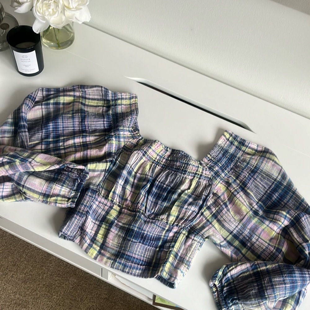 Free people Marlena Plaid top extra small